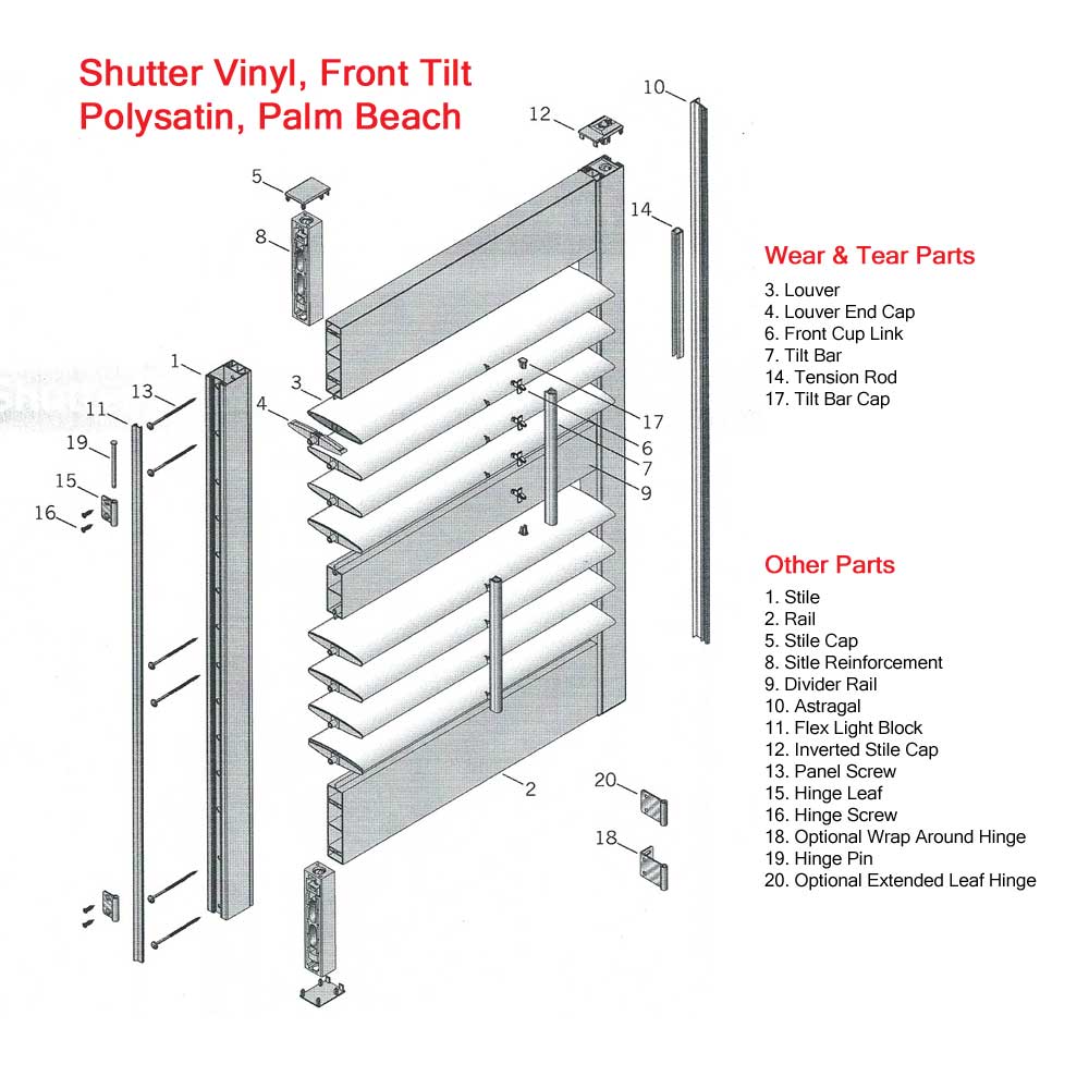 Hunter Douglas Vinyl Shutter Tilt Rod Repair Parts - 3 1/2