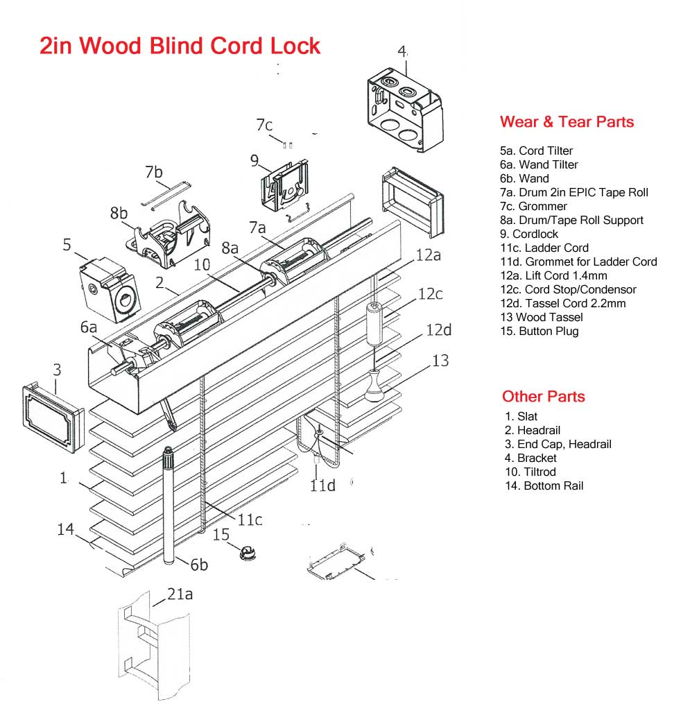 Diagrams for Window Coverings Blinds Parts