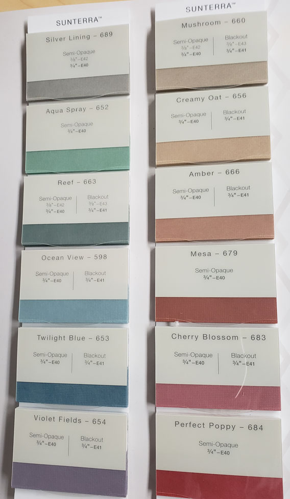 Hunter Douglas Applause Color Chart