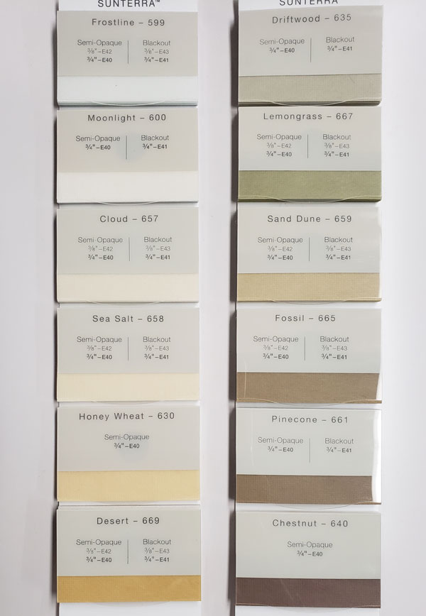 Hunter Douglas Applause Color Chart