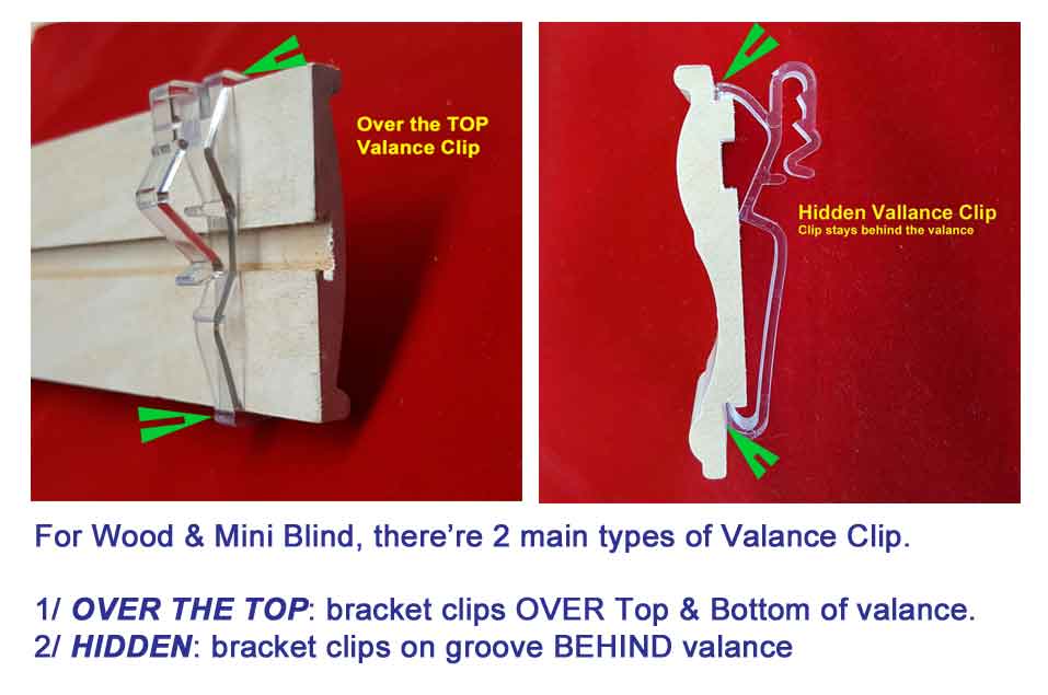 PACK OF 2 VENETIAN BLIND VALENCE CLIPS FOR WOODEN BLINDS 