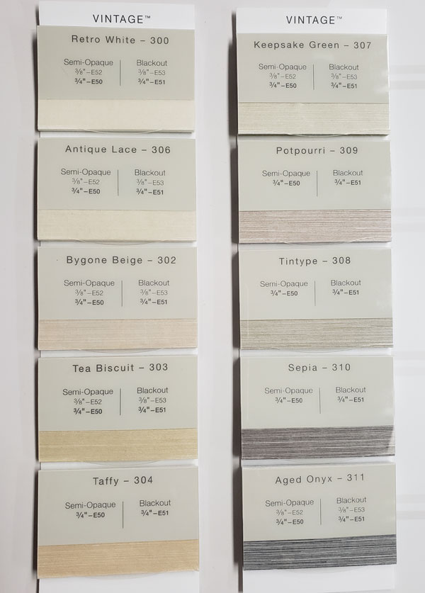 Hunter Douglas Applause Color Chart